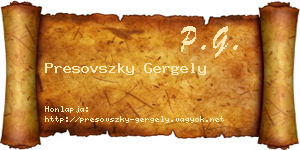 Presovszky Gergely névjegykártya